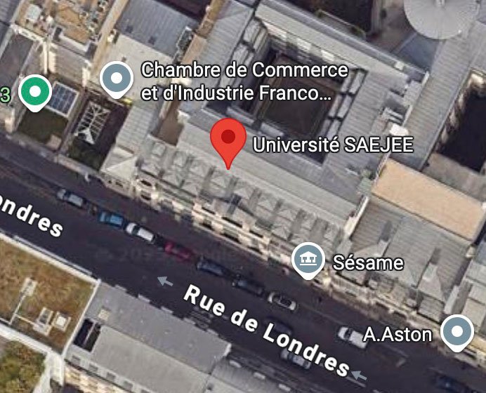 Mapa de ubicación Université Saejee Paris - 18 Rue de Londres, 75009 Paris, France